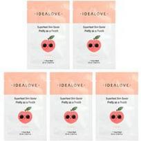 Idealove, Superfood Skin Savior, Pretty as a Peach, 5 veido lakštinės kaukės, po 20 ml (0,68 fl oz)