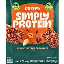 Simply Protein, Traškūs užkandžių batonėliai, žemės riešutų sviesto ir šokolado skonio, 8 batonėliai po 40 g