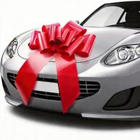 Didelis raudonas satininis dovanų kaspinas automobiliui, 76 cm