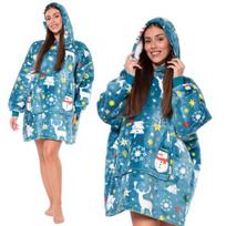 DžemperisAntklodė Kocobluza 2 Viename Oversize Gobtuvas Stora Sherpa Mėlyna Sniego Seniai, Universalus