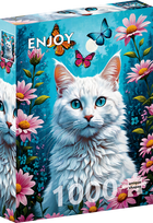 ENJOY PUZZLE dėlionė BALTA KATĖ, 1000 dalių, 68x48 cm, Enjoy-2140