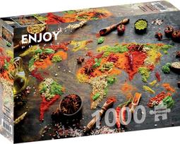ENJOY PUZZLE dėlionė PASAULIO ŽEMĖLAPIS IŠ PRIESKONIŲ, 1000 dalių, 68x48 cm, Enjoy-1461