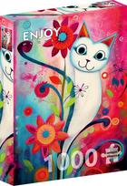 ENJOY PUZZLE dėlionė LAIMINGA BALTA KATĖ, 1000 dalių, 68x48 cm, Enjoy-2293