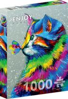 ENJOY PUZZLE dėlionė RYŠKI KATĖ IR DRUGELIS, 1000 dalių, 68x48 cm, Enjoy-1781