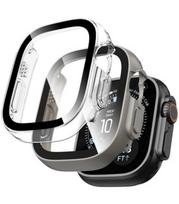 Pilkas (Titanium) ir skaidrus dėklai Apple Watch 1 / 2 / 3 / 4 (49 mm) laikrodžiui "Tech-Protect Defense 2-Pack"