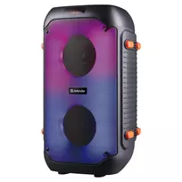 Garsiakalbis „Defender BOOMER 25“ su „Bluetooth“, 25 W, MP3/FM/SD/USB/AUX/TWS/LCD/RGB/mikrofonu, ekvalaizeriu, nuotolinio valdymo pultu ir mikrofonu, skirtas karaoke, juodos spalvos