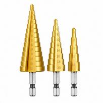 Kūginiai grąžtai metalui ir medienai, rinkinys 4–32 mm, 3 vnt.
