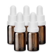 Rudas 10 ml stiklinis butelis su pipete ir baltu dangteliu, 5 vnt. rinkinys