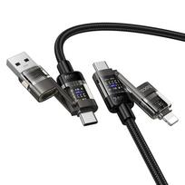 Hoco U151 240W 1.2m 4-in-1 USB A/C to USB C/Lightning Cable, Black