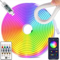 Neoninė LED juosta, Bluetooth programėlė, komplektas su nuotolinio valdymo pultu, 5 m