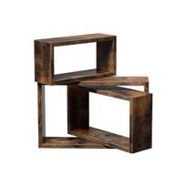 Sieninė lentyna, 3 dalių rinkinys, 40x10x25 cm, 35x10x20 cm, 30x10x15 cm, ruda