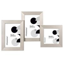 FRAMAI® daugiafunkcinė rėmelė 3 nuotraukoms – MDF medžio rėmelis koliažui su atsparia smūgiams plexiglaso plokšte – Moderni ir universali – Pagaminta ES – Sidabrinė, 2x 10x15 cm, 1x 10x10 cm