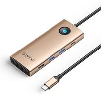 Orico USB-C 8-in-1 | 2x USB-A 3.0 | 1x USB-A 2.0 | 1x USB-C 3.0 | 1x USB-C PD 100W | 1x HDMI 4K 60Hz | 1x VGA 1080P 60Hz | 1x RJ45 Gigabit Ethernet - rose gold