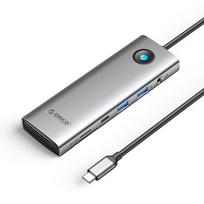 Orico USB-C 9-in-1 | 2x USB-A 3.0 | 1x USB-C 3.0 | 1x USB-C PD 100W | 1x HDMI 4K 60Hz | 1x microSD/SD | 1x RJ45 2.5G Ethernet | 1x 3.5 mm Audio - grey