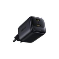 Sieninis įkroviklis EnerFill FE22 45W 2xUSB-C QC PD su USB-C kabeliu 1m, juodas