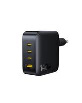 Sieninis įkroviklis EnerFill FH11 140W USB-A + 3xUSB-C QC PD3.1, juodas