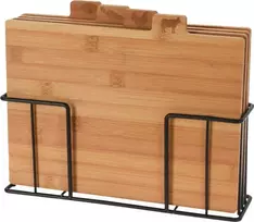 „Excellent Houseware“ medinė pjaustymo lentelė, 4 vnt., su laikikliu
