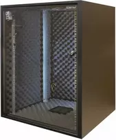 Silence Rack SRO156080B triukšmą slopinanti 19 colių spinta, 15 U, 1 tylus ventiliatorius, 600x800 mm, stiklinės durelės, juoda