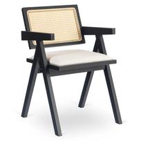MADERA medinė kėdė, juoda/smėlio spalvos, ažūrinis, klasikinis, retro
