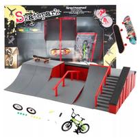 Didelis „fingerboard“ riedlenčių parkas vaikams su mini riedlente ir dviračiu FB-09-C