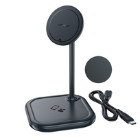 Belaidis įkroviklis AceFast E6 2-in-1, USB-C/2 x Qi Wireless, juoda sp., 15 W