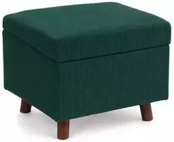 Relaxdays Taburetė su daiktadėže ir mediniais kojelėmis, rievėtas pliušas, MDF