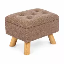 Relaxdays Taburetė su daiktadėže, teddy audinio sėdynė, MDF korpusas, medinės kojos