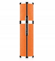 Travalo Milano Perfume Atomizer Travel Refill U-Change System TSA Approved Reusable Airtight Easy Fill Mini Pump Sprayer Lightweight Portable Vegan Leather with Polished Metal Outer Shell 0.17oz Orange (619098001099) | 619098001099 | 619098001099