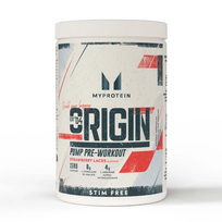 Myprotein Origin Pre Workout, stimuliantas be kofeino, 600g Braškių skonio