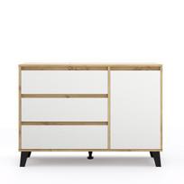 Komoda Mebelbos Borg 1d3s, 110x38,9x78,4 cm, balta/ruda