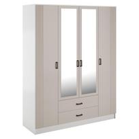 Spinta Mebelbos Kami 4d2s, 160x53,8x205,6 cm, balta/smėlio spalvos