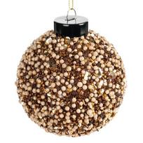 Kalėdinis burbulas su karoliukais ir blizgučiais 8 cm, auksinis, 6 vnt., 8 cm