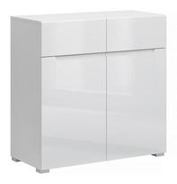 Komoda Yolk 2D2S, 90x42x90 cm, blizgi balta