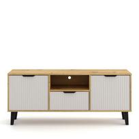 TV staliukas Mebelbos Borg Duo 2d1s, 140x38,9x58 cm, rudas/smėlio spalvos