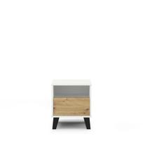 Spintelė prie lovos Mebelbos Borg 1s, 40x38,8x45,6 cm, balta/ruda