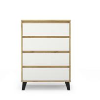 Komoda Mebelbos Borg 4s 70, 70x38,8x99,4 cm, balta/ruda