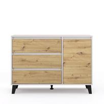 Komoda Mebelbos Borg 1d3s, 110x38,9x78,4 cm, ruda/smėlio spalvos