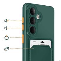 Galaxy S26 dėklas su kortelių laikikliu ir apsauga nuo įbrėžimų, žalias