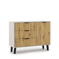Komoda Mebelbos Borg Duo 1d3s, 110x38,9x81,4 cm, ruda/smėlio spalvos