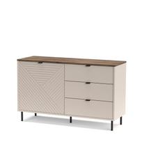 Komoda Mebelbos Evo 1d3s, 125,4x40x75,2 cm, smėlio spalvos/ruda