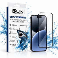 Quik Accessories SHARK Series Premium Strong Full Cover Tempered Glass for Apple iPhone 15