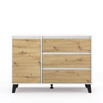 Komoda Mebelbos Borg 1d3s, 110x38,9x78,4 cm, ruda/balta