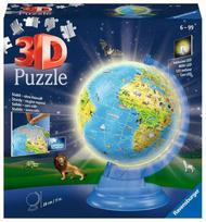 Ravensburger 3D dėlionė-gaublys vaikams su LED šviesa, 188 det., nuo 6 m.