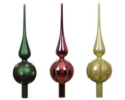 Stiklinė eglės viršūnė TREETOPPER GLITTER, įvairių sp., 3 rūšių, 8 x 31 cm, 1 vnt