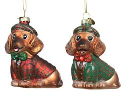 Stiklinis kalėdinis eglės žaisliukas DOG, 2 spalvų, 4,5 x 8 x 8 cm, 1 vnt