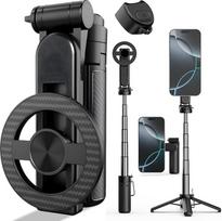 "4 in 1" daugiafunkcinis 360° apsisukimo magnetinis "Selfie Stick", mini nešiojamas ištraukiamas telefono trikojis su nuotolinio valdymo pultu ir metaliniu žiedu "iPhone" ir "Android" kelionių "Vlog" tiesioginiam transliavimui