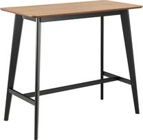 "AC Design" baldai Roxanne baro stalas su ąžuolo lukšto stalviršiu ir juodomis medinėmis kojomis Kontrastingas modernus retro stiliaus baro baldas Virtuvės baldai W120 x H105 x D60cm