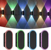 "AGOTD" saulės sieninis apšvietimas lauke RGB reguliuojami saulės žibintai lauke, LED sieniniai žibintai aukštyn ir žemyn, atsparūs vandeniui, 7 spalvos, ryškūs saulės žibintai sodui, tvorai, balkono apdailai, 4 vnt.