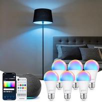 "Aigostar Mesh" - 12 W "Alexa" lemputė "Bluetooth Mesh A60", išmanioji lemputė veikia su "Alexa", išmanioji lemputė E27 LED 1150LM RGB ir 2700K-6500K, 6 vienetai (su "Bluetooth" nuotolinio valdymo pulteliu)
