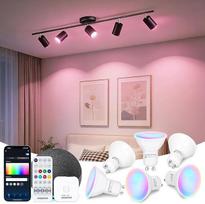"Aigostar Mesh" - 6,5 W GU10 "Alexa" lemputė "Bluetooth Mesh", išmanioji lemputė veikia su "Alexa", išmanioji LED lemputė 555LM RGB ir CCT (2700K-6500K), 6 vnt. (su "Bluetooth" nuotolinio valdymo pulteliu ir šliuzu)